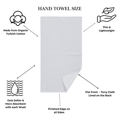Stucco Organic Terry Cloth Lined Hand Towel in Light Grey