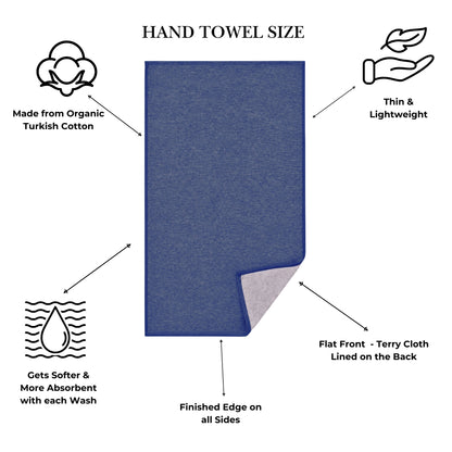Stucco Organic Terry Cloth Lined Hand Towel in Navy