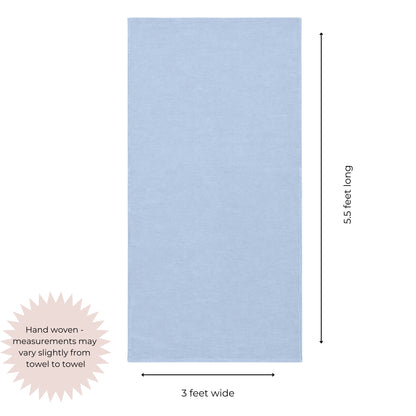 Stucco Organic Terry Cloth Lined Turkish Towel in Light Blue