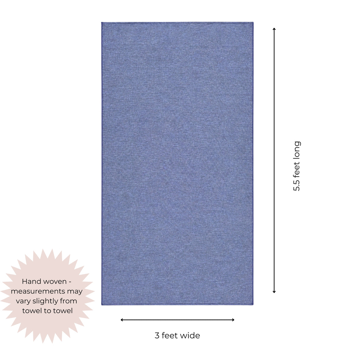 Stucco Organic Terry Cloth Lined Turkish Towel in Navy