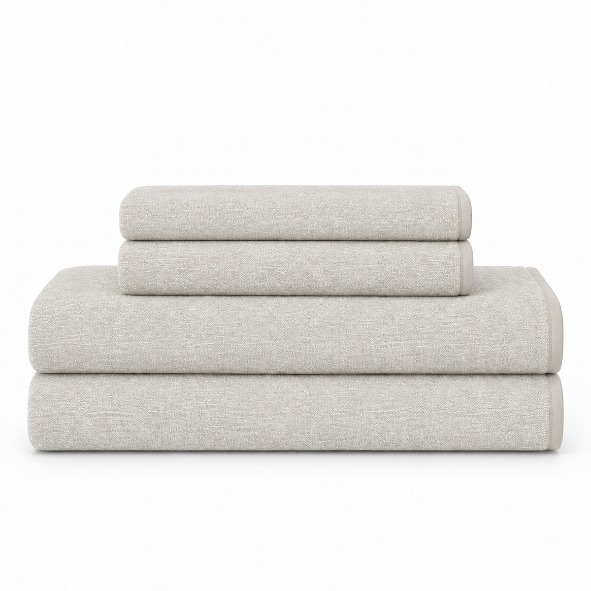 Bath Set Towel Bundle - Set of 2 Stucco Bath Towels + 2 Hand Towels - Beige