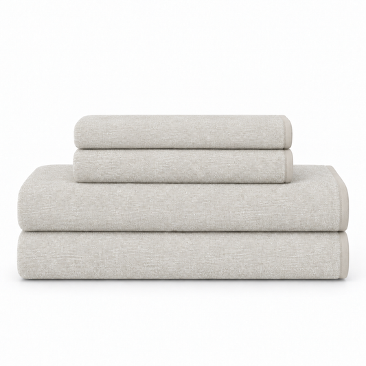 Bath Set Towel Bundle - Set of 2 Stucco Bath Towels + 2 Hand Towels - Beige