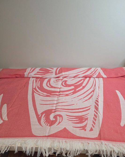 OUTLET SALE - Surf Board Turkish Towel in Coral - FINAL SALE