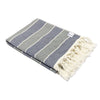 Multi Stripe Terry Cloth Lined Turkish Towel in Navy and Grey