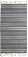 Multi Stripe Terry Cloth Lined Turkish Towel in Navy and Grey