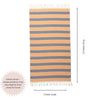 CLEARANCE - Multi Stripe Terry Cloth Lined Turkish Towel in Orange and Navy Blue