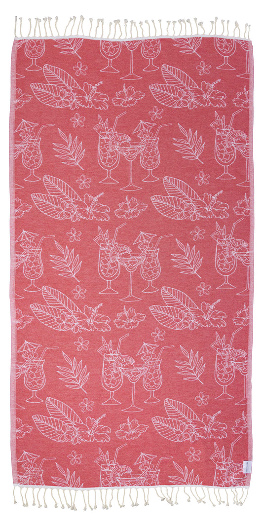 Tropical Drink Organic Turkish Towel in Red