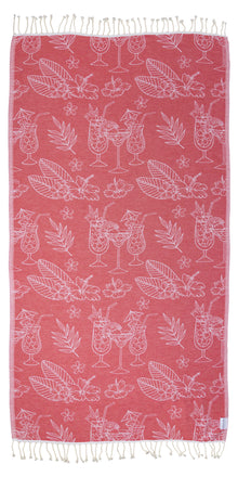  Tropical Drink Organic Turkish Towel in Red