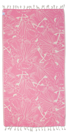  Tropical Flamingo Organic Turkish Towel in Pink