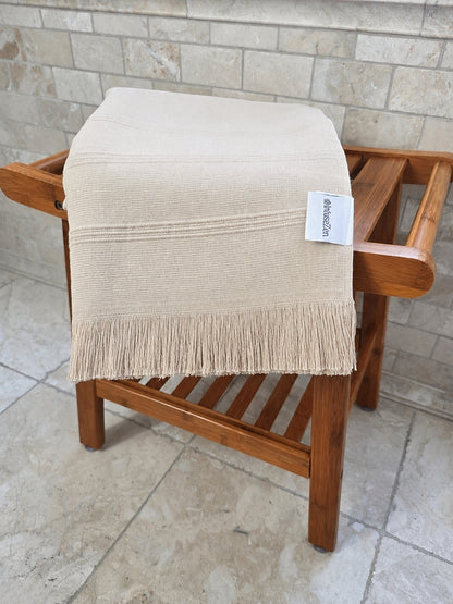 Vita Organic Terry Cloth Lined Turkish Towel in Beige