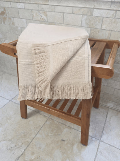 Vita Organic Terry Cloth Lined Turkish Towel in Beige