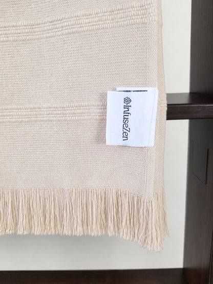 Vita Organic Terry Cloth Lined Turkish Towel in Beige