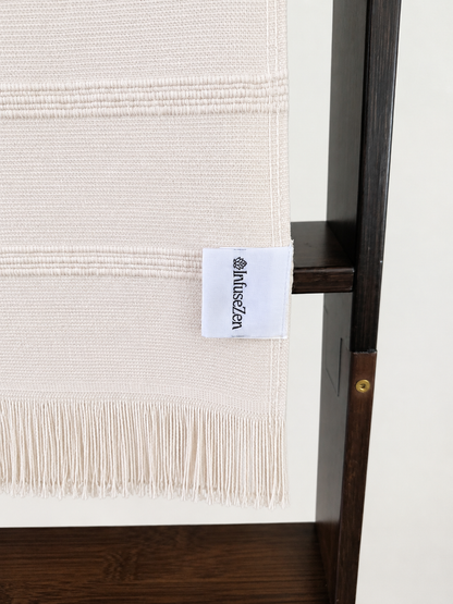 Vita Organic Terry Cloth Lined Turkish Towel in Cream