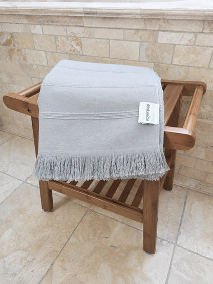 Vita Organic Terry Cloth Lined Turkish Towel in Light Grey