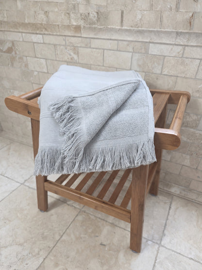 Vita Organic Terry Cloth Lined Turkish Towel in Light Grey