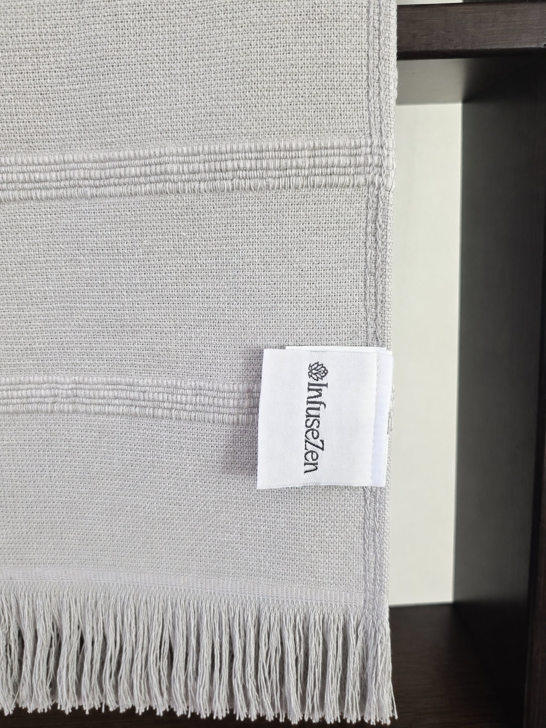 Vita Organic Terry Cloth Lined Turkish Towel in Light Grey