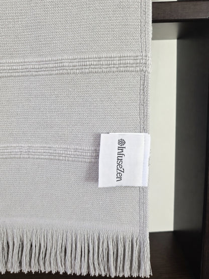 Vita Organic Terry Cloth Lined Turkish Towel in Light Grey
