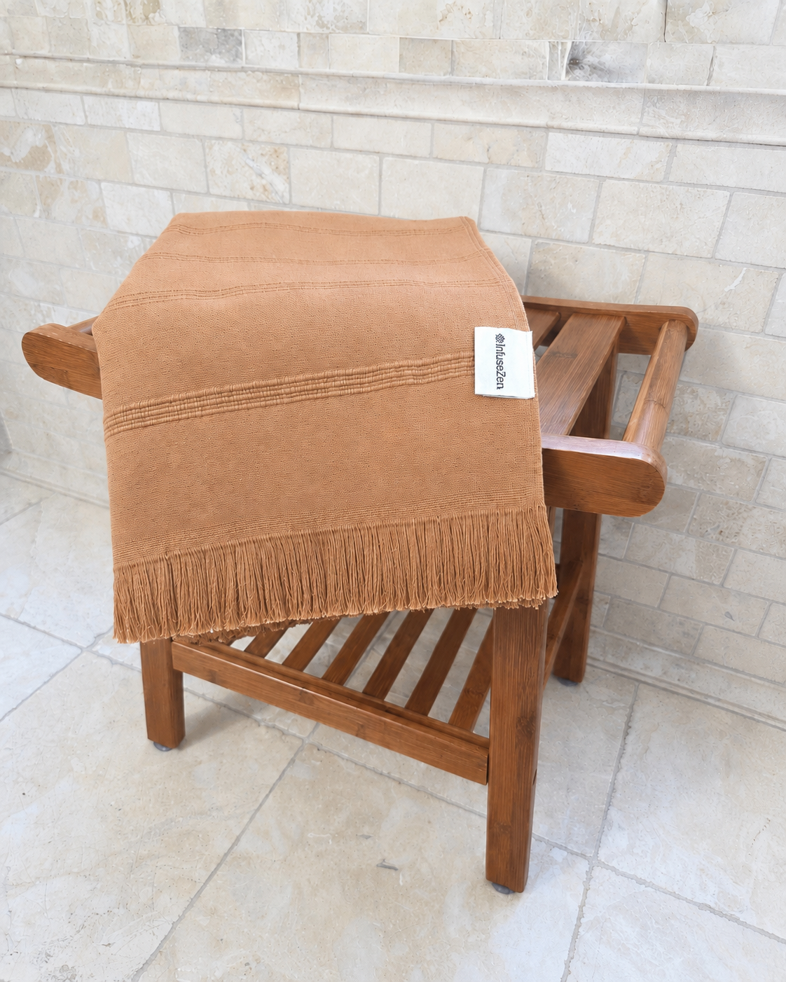 Vita Organic Terry Cloth Lined Turkish Towel in Teracotta