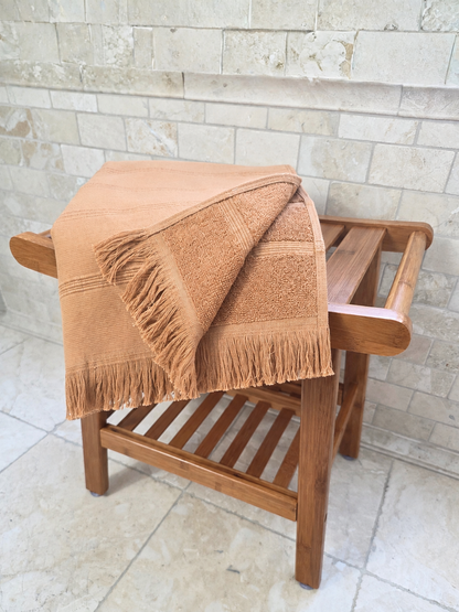 Vita Organic Terry Cloth Lined Turkish Towel in Teracotta