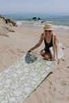 Whimsical Flower Organic Turkish Towel in Olive