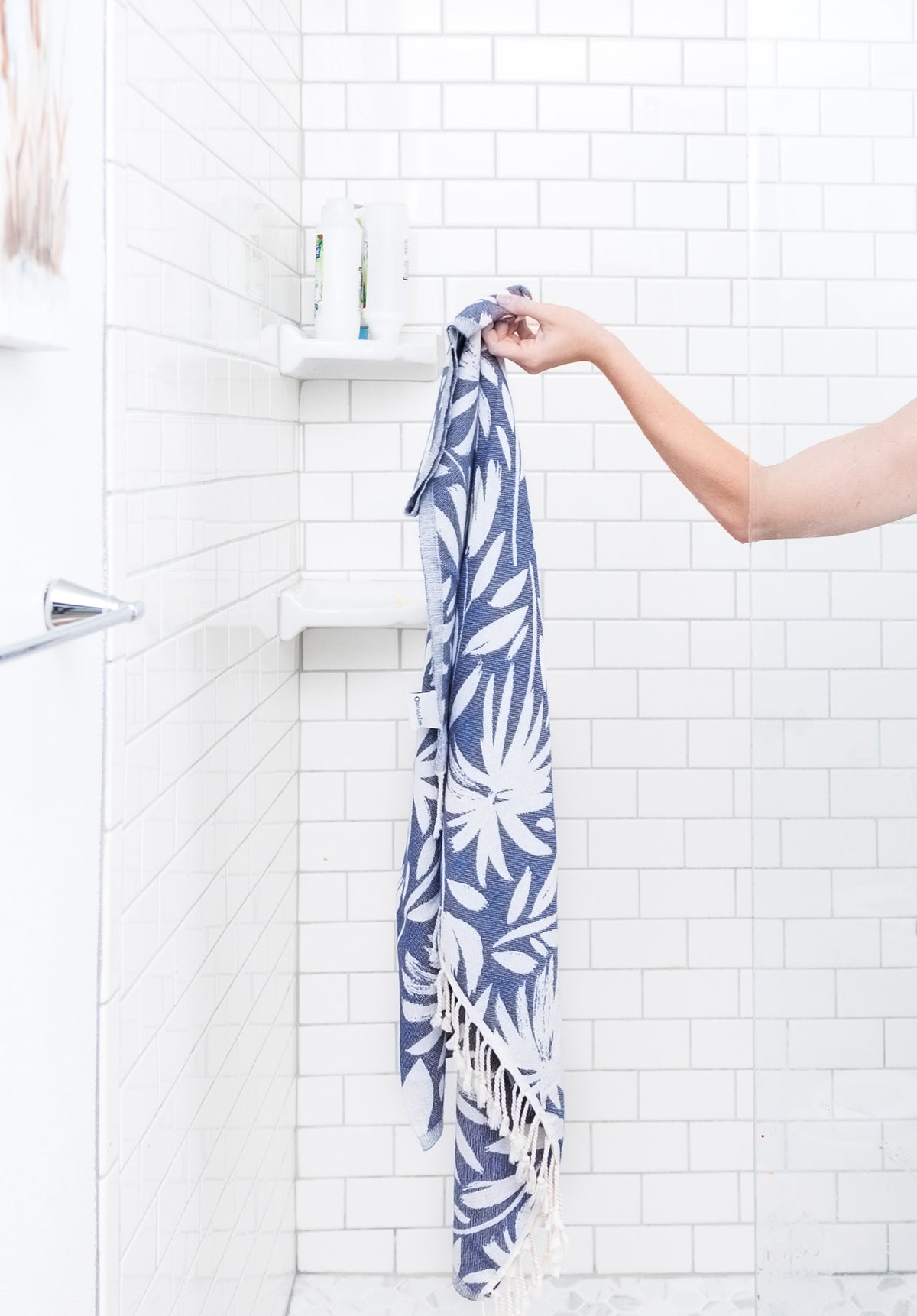 Whimsical Flower Matching Blanket & Towel Bundle – Navy (1 Blanket + 2 Towels)