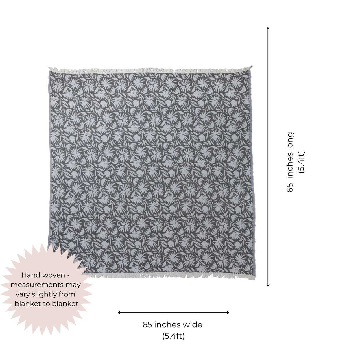 Whimsical Flower Matching Blanket & Towel Bundle – Black (1 Blanket + 2 Towels)