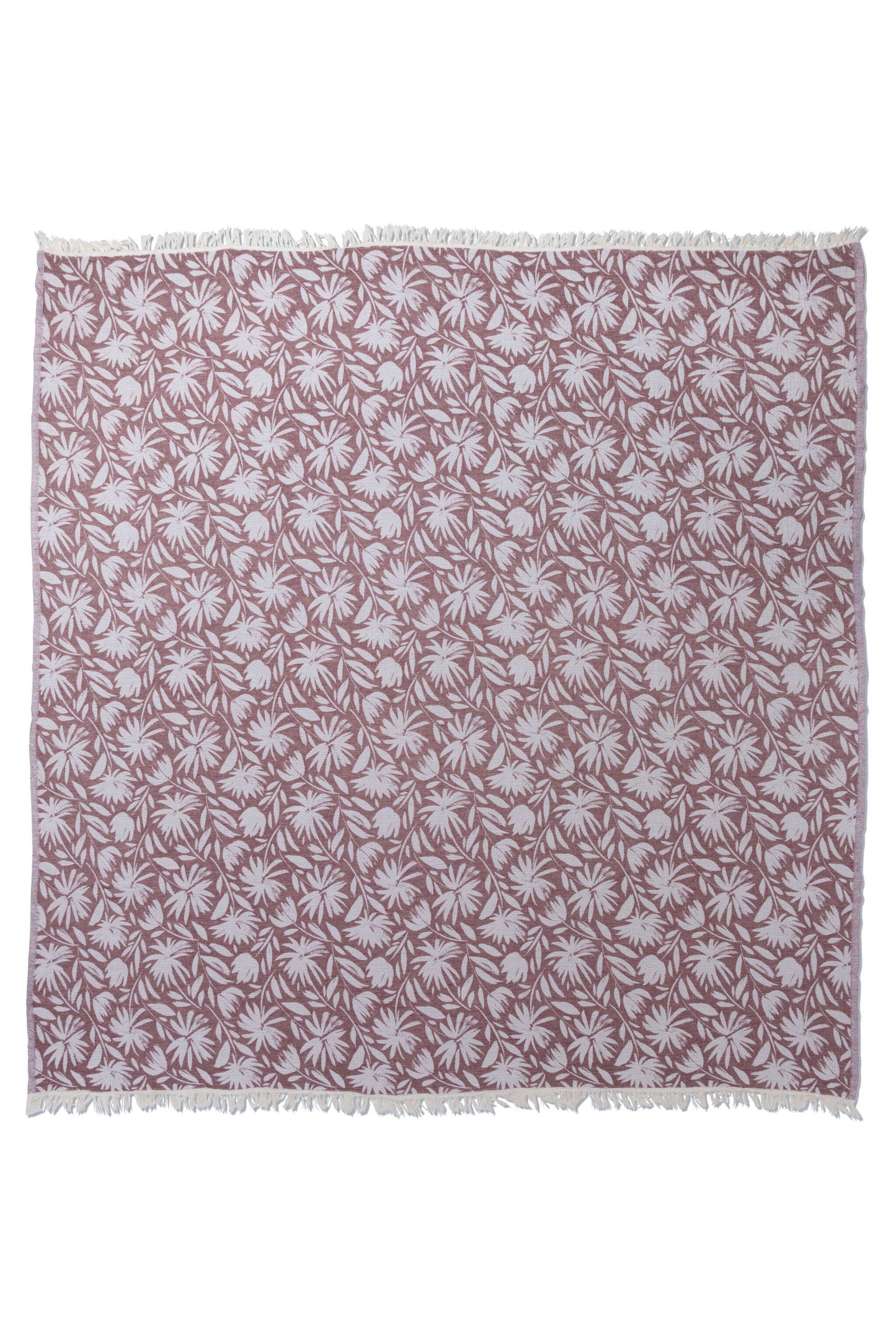 Whimsical Flower Organic Reversible Muslin Blanket in Burgundy & Natural