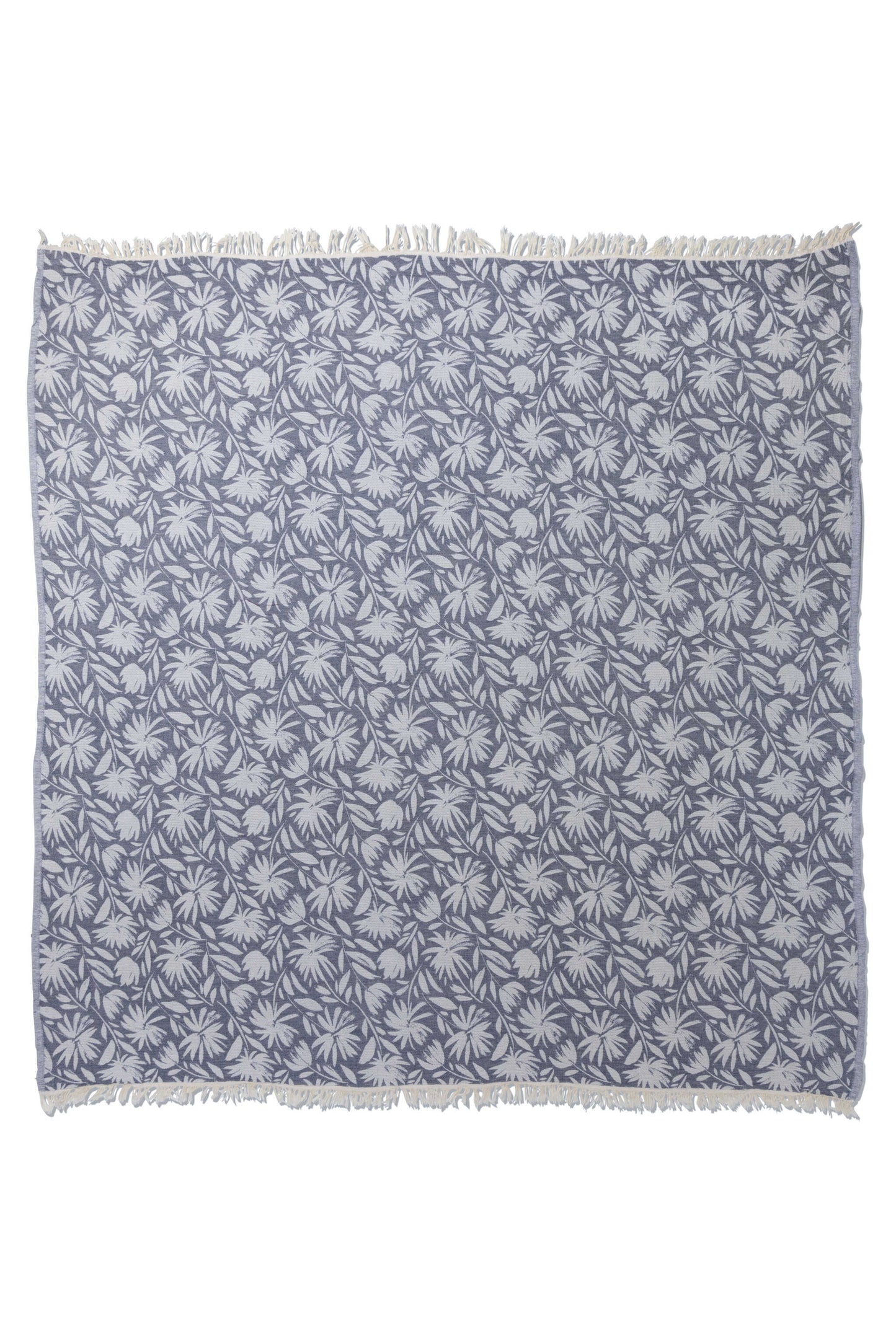 Whimsical Flower Organic Reversible Muslin Blanket in Navy & Natural