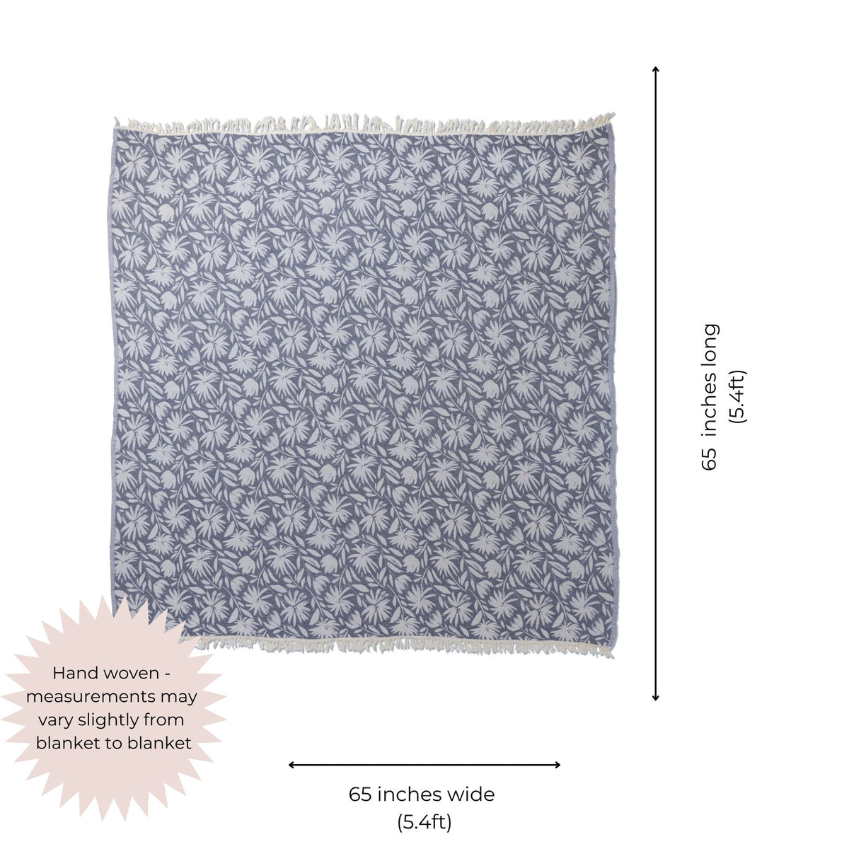 Whimsical Flower Matching Blanket & Towel Bundle – Navy (1 Blanket + 2 Towels)
