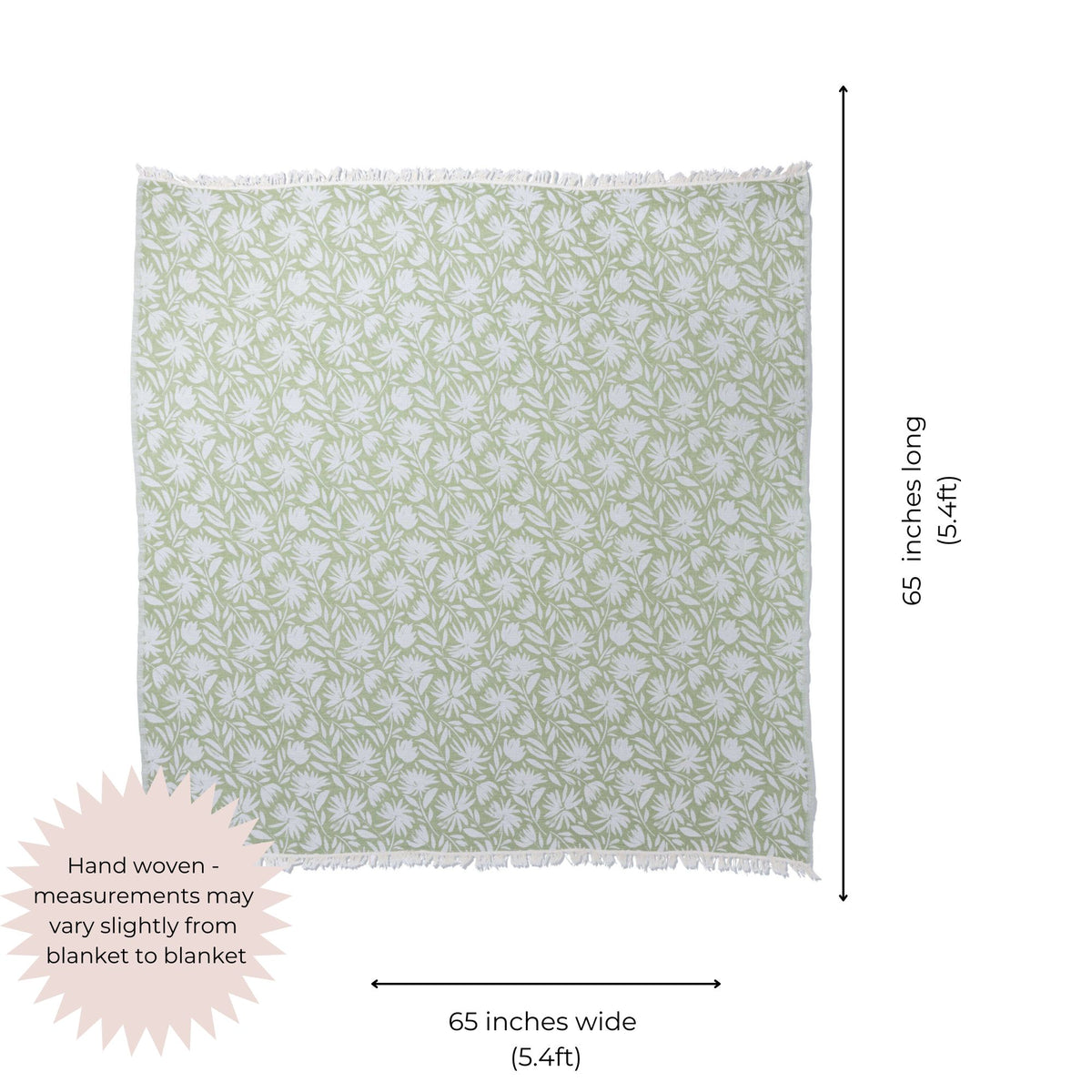 Whimsical Flower Matching Blanket & Towel Bundle – Olive (1 Blanket + 2 Towels)