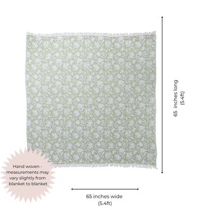 Whimsical Flower Matching Blanket & Towel Bundle – Olive (1 Blanket + 2 Towels)