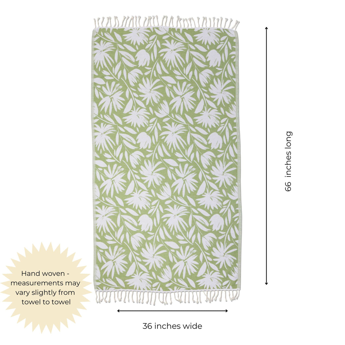 Whimsical Flower Matching Blanket & Towel Bundle – Olive (1 Blanket + 2 Towels)