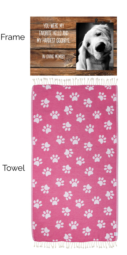 Paw Print Towel and Memorial Frame Bundle (Frame with Clip) - InfuseZen x Butter Lu Collab