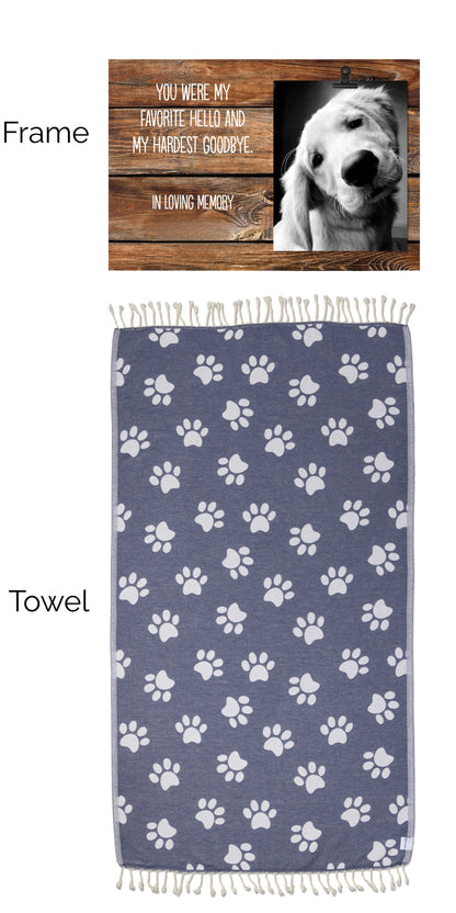 Paw Print Towel and Memorial Frame Bundle (Frame with Clip) - InfuseZen x Butter Lu Collab
