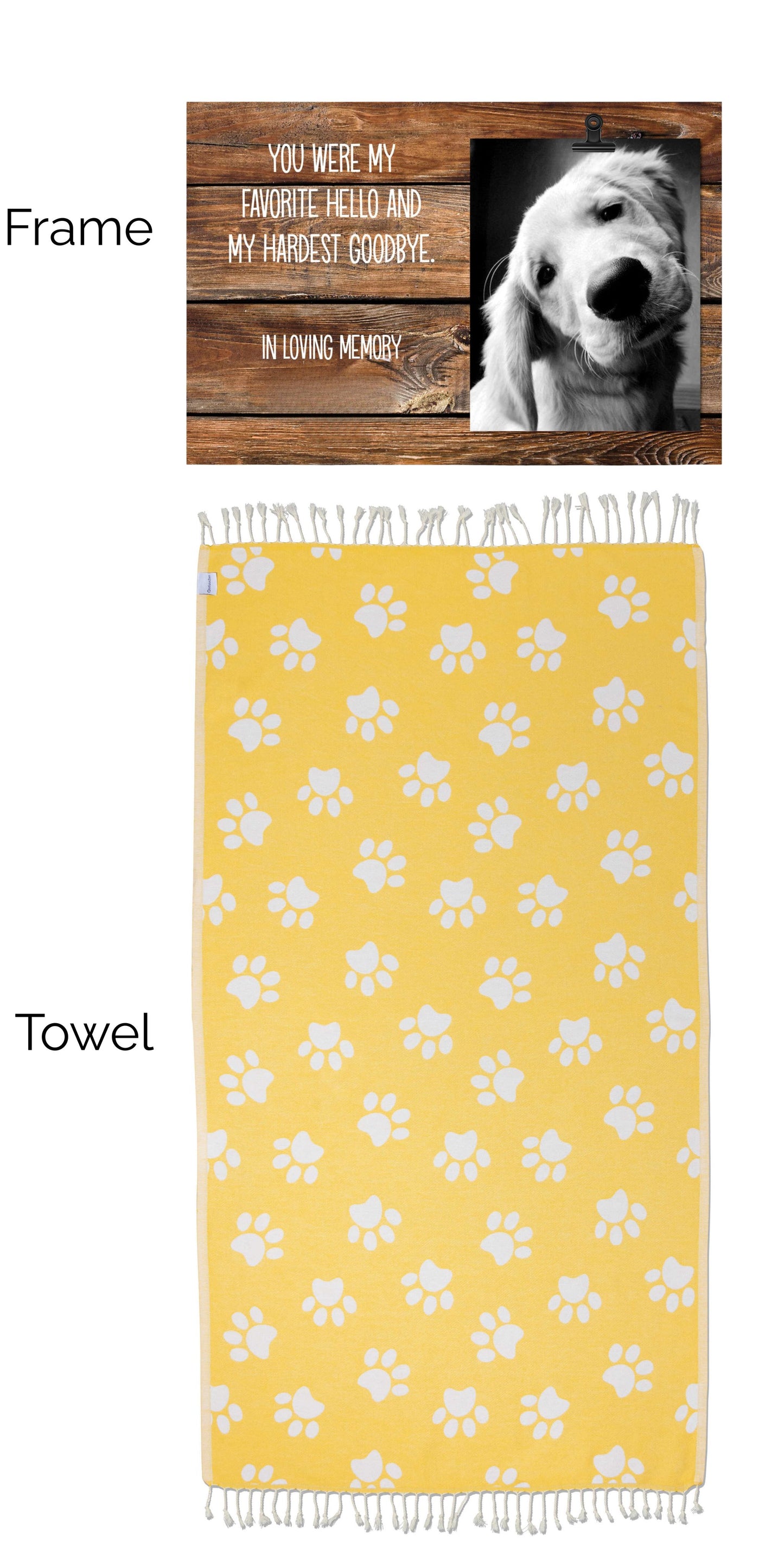 Paw Print Towel and Memorial Frame Bundle (Frame with Clip) - InfuseZen x Butter Lu Collab