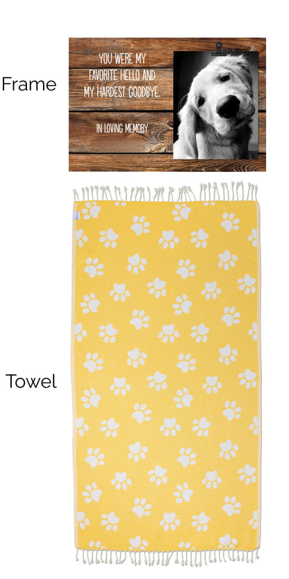 Paw Print Towel and Memorial Frame Bundle (Frame with Clip) - InfuseZen x Butter Lu Collab