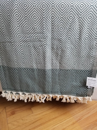 OUTLET SALE - Diamond Weave Turkish Cotton Throw Blanket in Dark Green