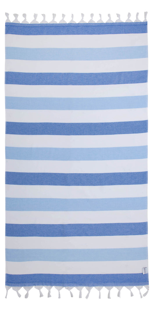 OUTLET SALE - Kapris Terry Lined Turkish Towel in Blue
