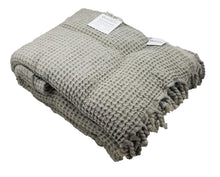  Waffle Stonewashed Large Turkish Throw Blanket in Beige