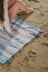 Rainbow Variegated Sand Free Turkish Towel in Navy