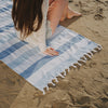 Kapris Striped Turkish Towel with Soft Terry Cloth Back in Blue and White