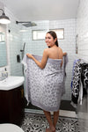CLEARANCE - Leopard Full Terry Turkish Towel in Grey