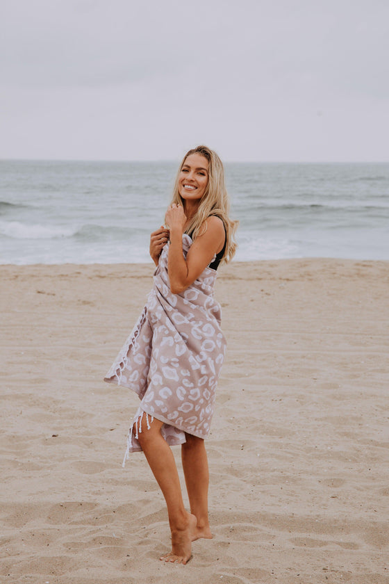 Leopard Turkish Towel Peshtemal in Beige