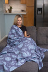 Dandelion Reversible Muslin Blanket in Navy and Blue