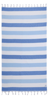 Kapris Striped Turkish Towel with Soft Terry Cloth Back in Blue and White