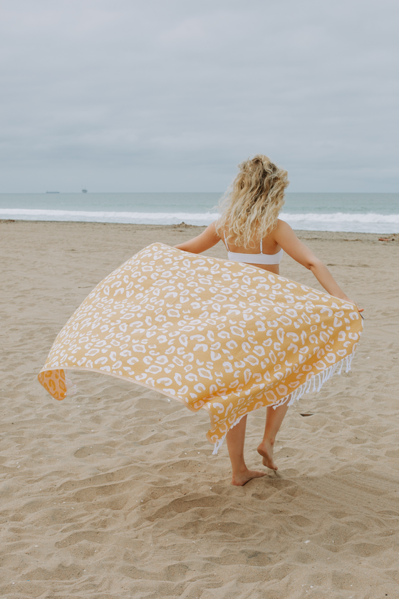 CLEARANCE - Leopard Turkish Towel Peshtemal in Golden