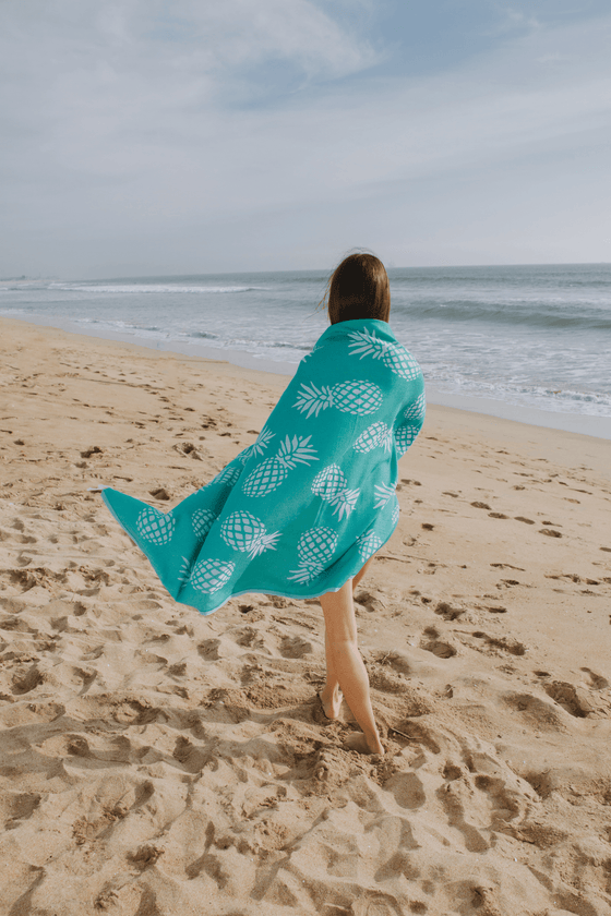 Pineapple Print Sand Free Turkish Towel in Mint