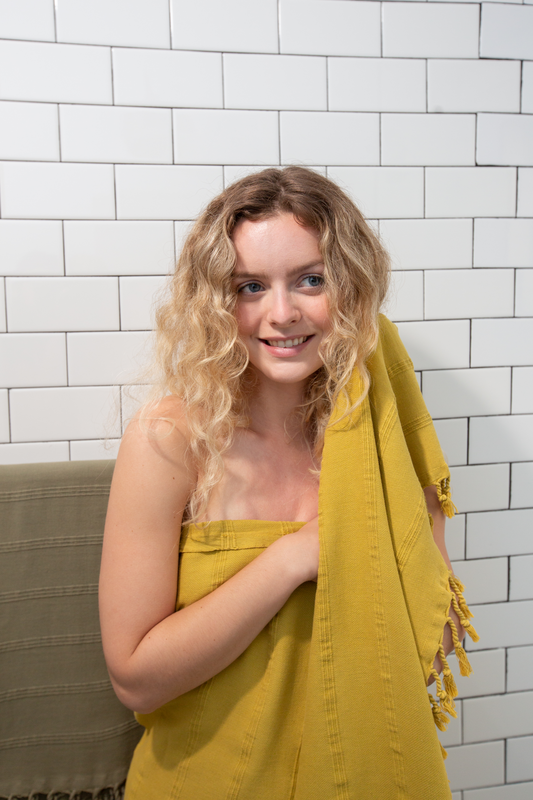 Stonewashed Organic Turkish Towel in Golden