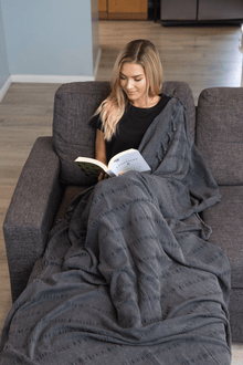  Stonewashed Large Turkish Throw Blanket in Charcoal Grey/Faded Black