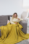 CLEARANCE - Stonewashed Large Turkish Throw Blanket in Golden Yellow